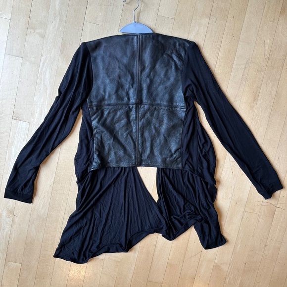 SKY black leather combo tie front cardigan, XS, N - Picture 3 of 5